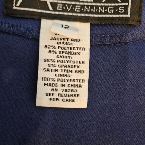 ALEX Evenings Size 12 Blazer Blue Metallic Sparkle Open Front Stretch - Picture 7 of 10